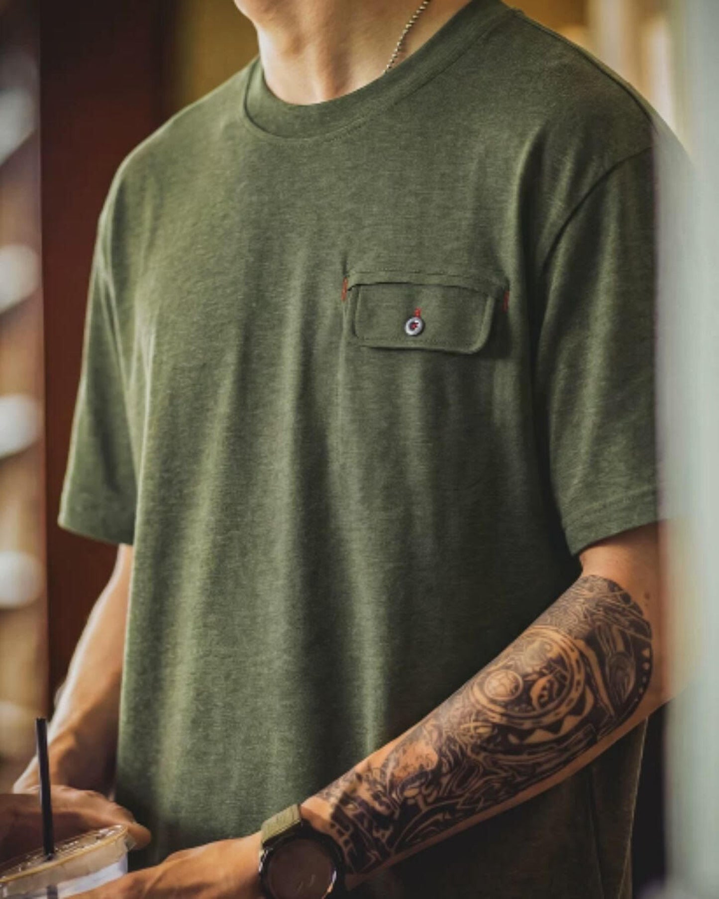 chest pocket button t-shirt 【ACT0039】