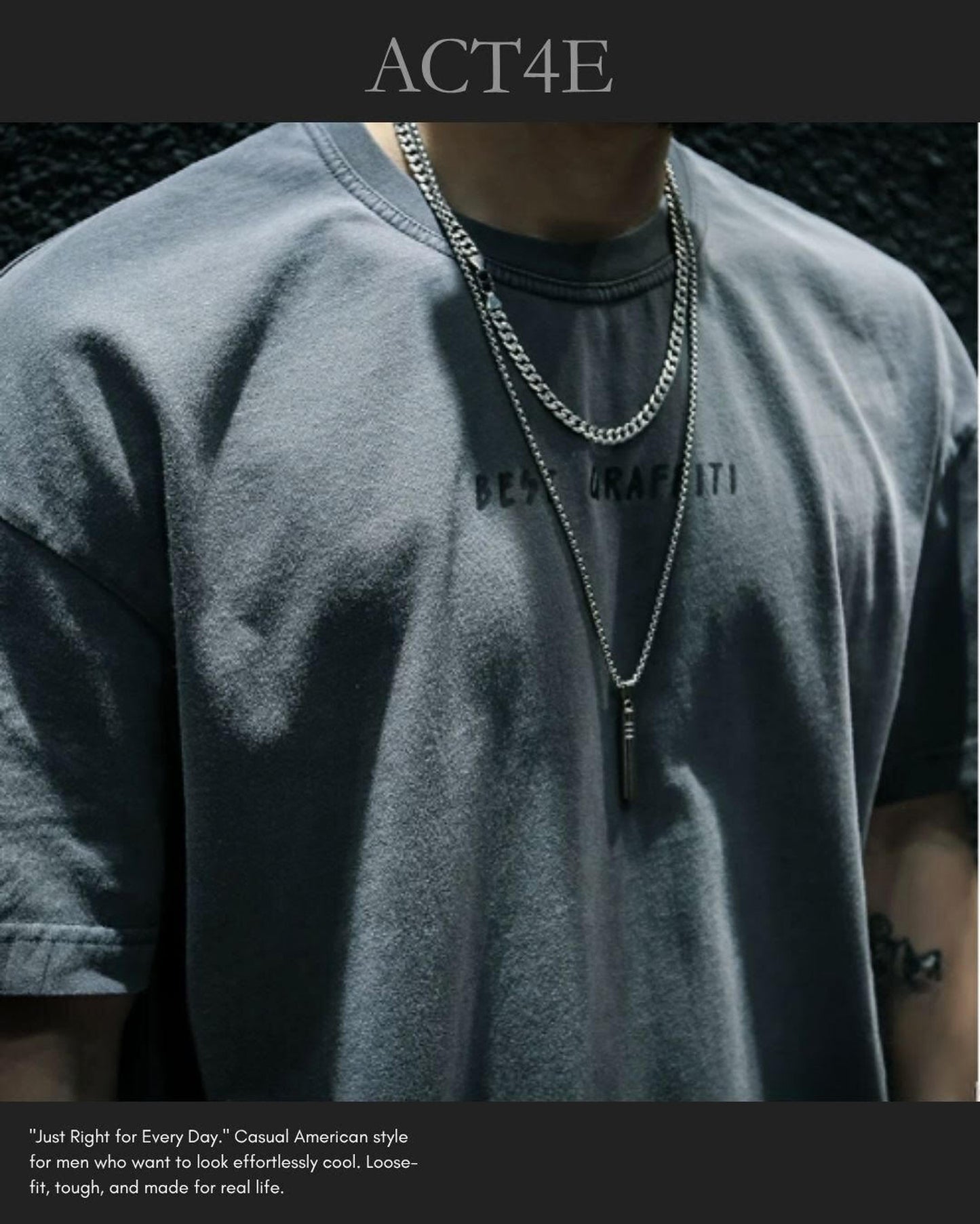 drop shoulder oversized t-shirt 2color 【ACT0029】