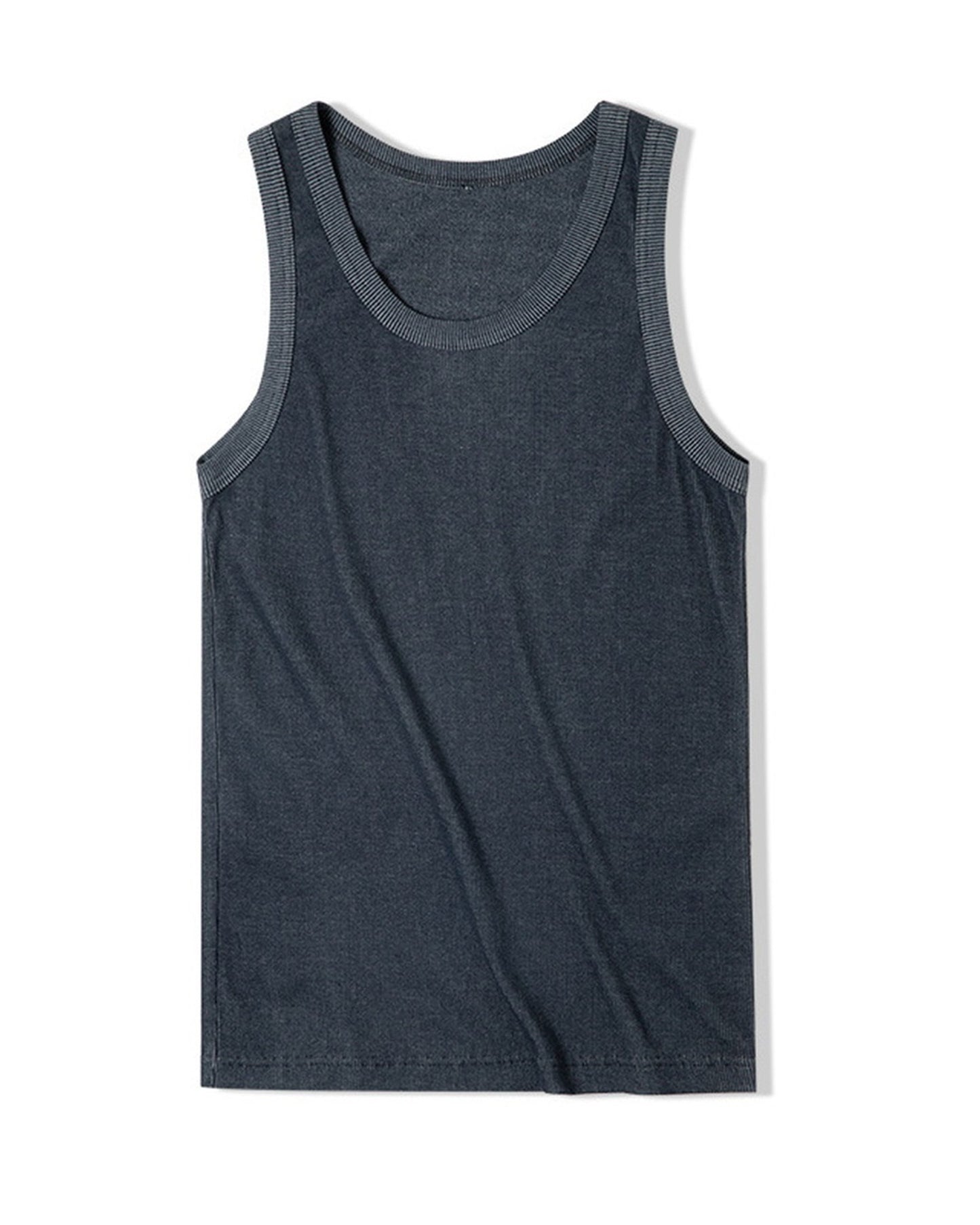 Ribbed-Weave Slim-Fit Round-Neck Casual Tank-Top 5color 【ACT0134】