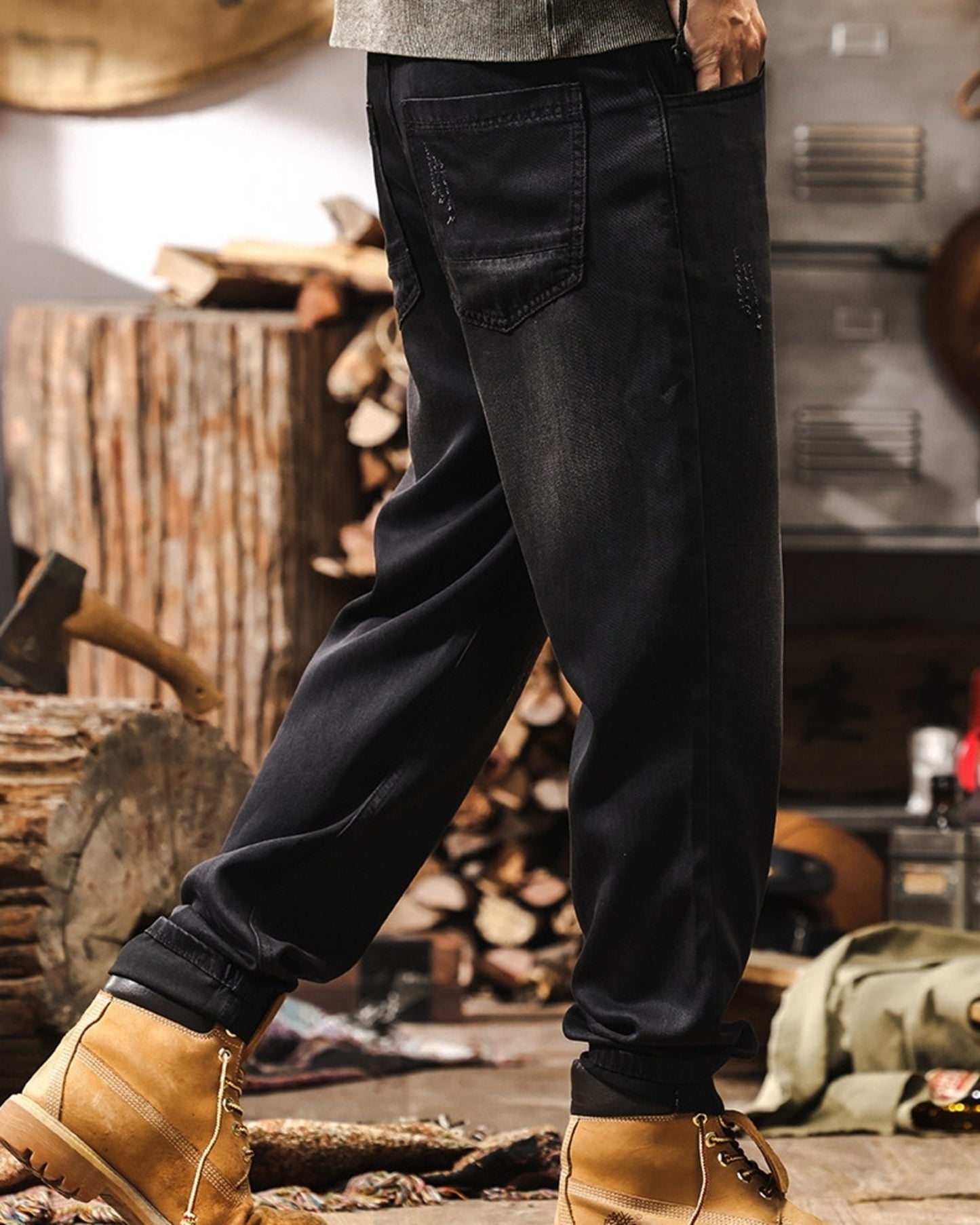 vintage tencel relaxed straight denim pants 2color 【ACT0180】