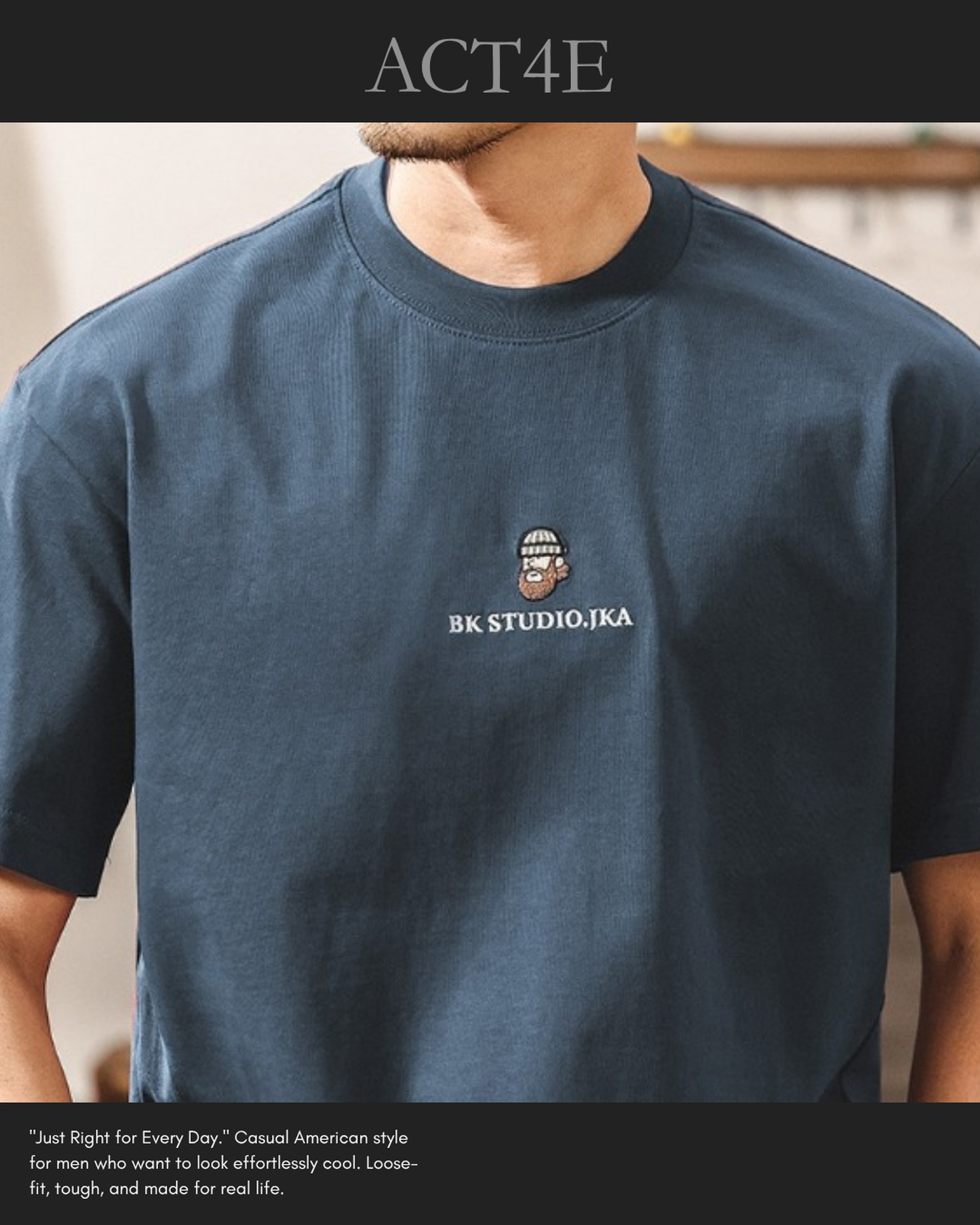 front embroidered back surf graphic short sleeve t-shirt 2color 【ACT0167】
