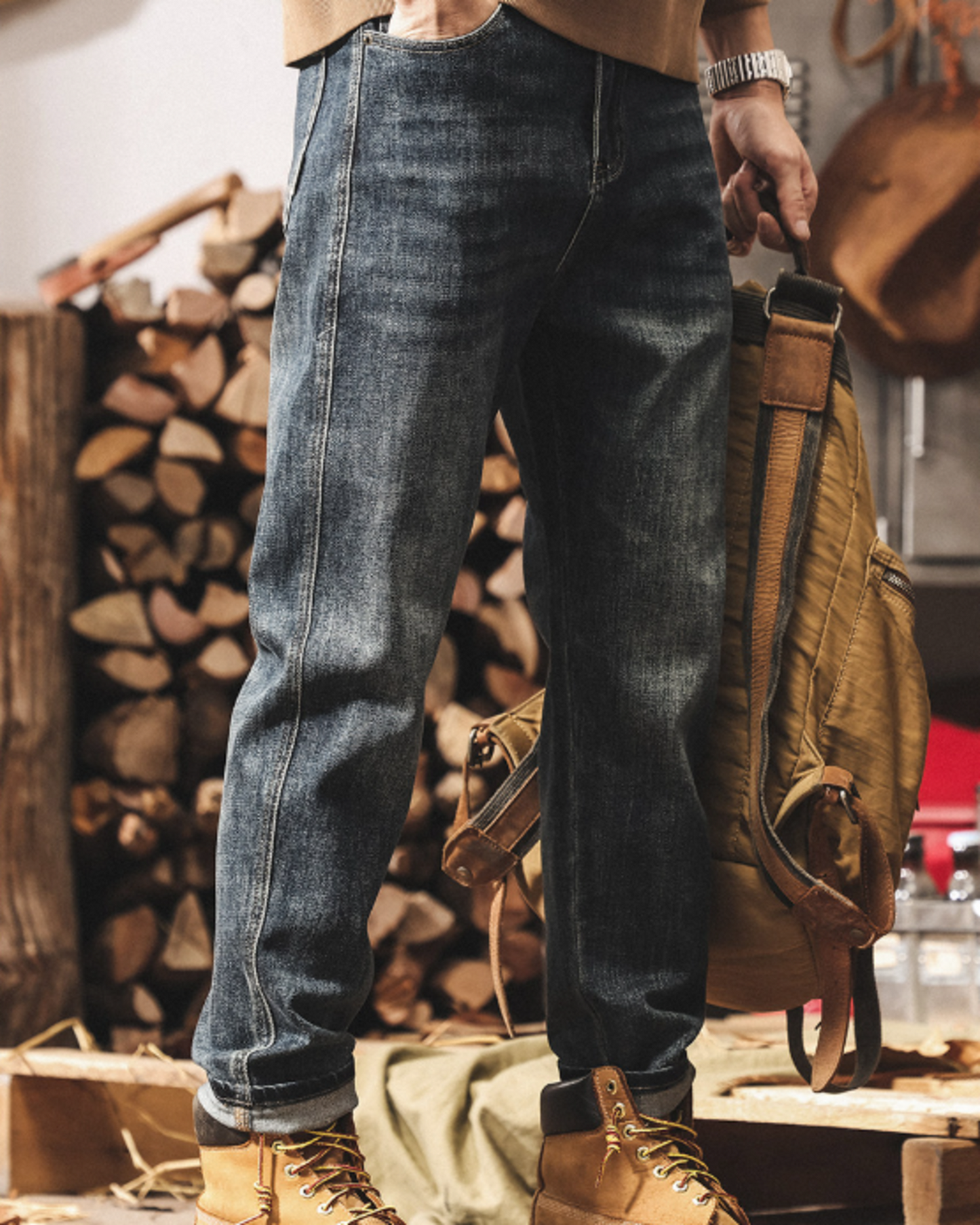 vintage wash straight denim pants 【ACT0178】