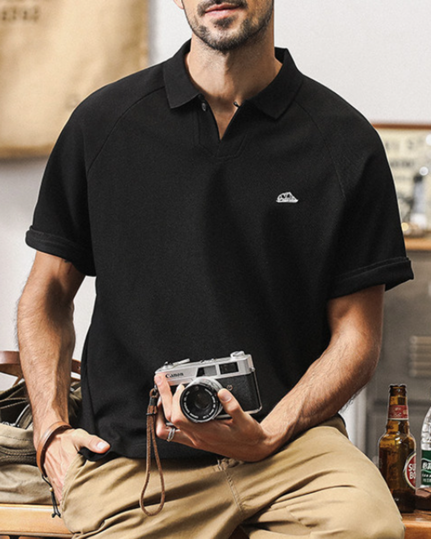 heavy weight pique loose short sleeve polo shirt 3color 【ACT0230】