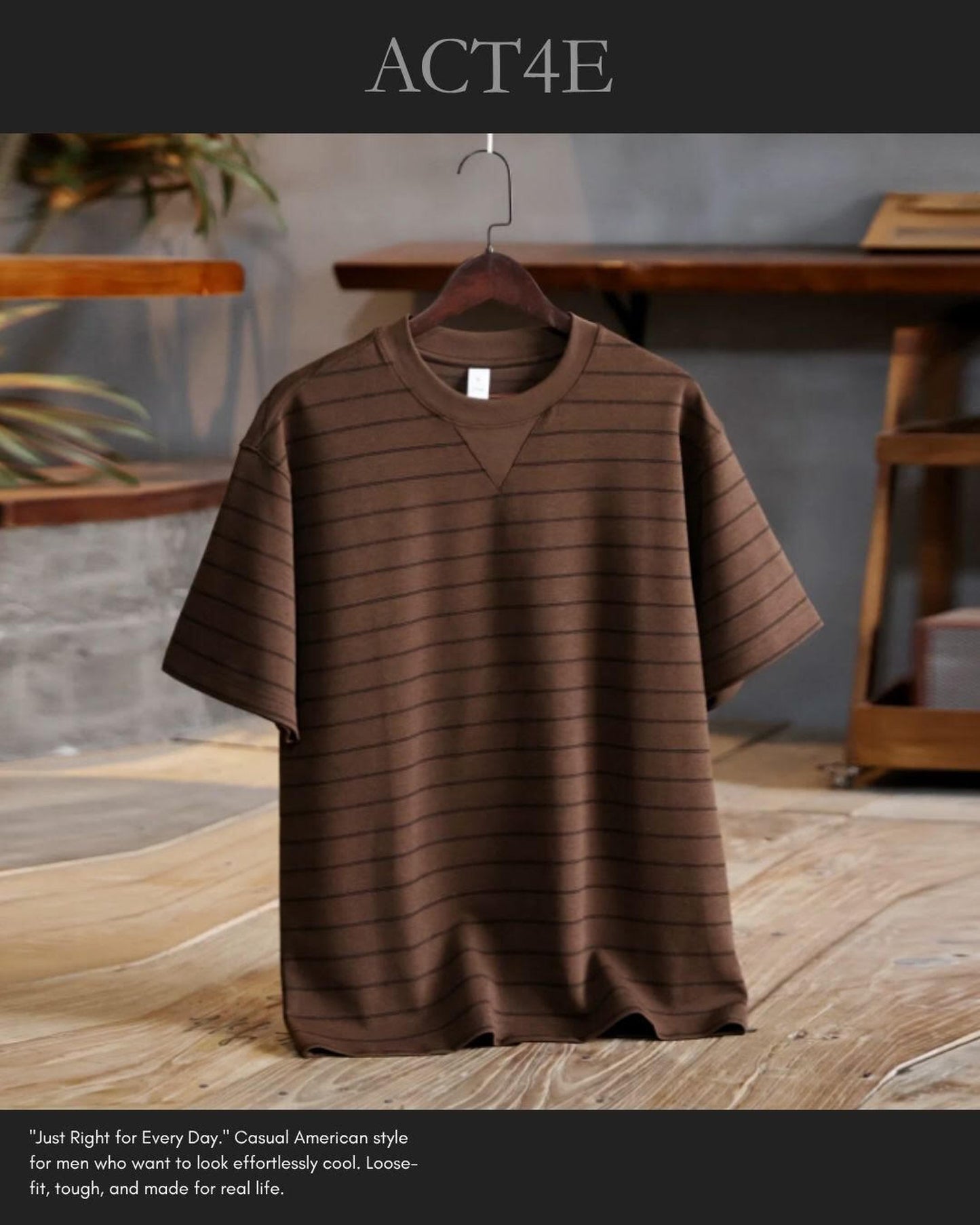 stripe pattern v-gusset t-shirt 【ACT0041】