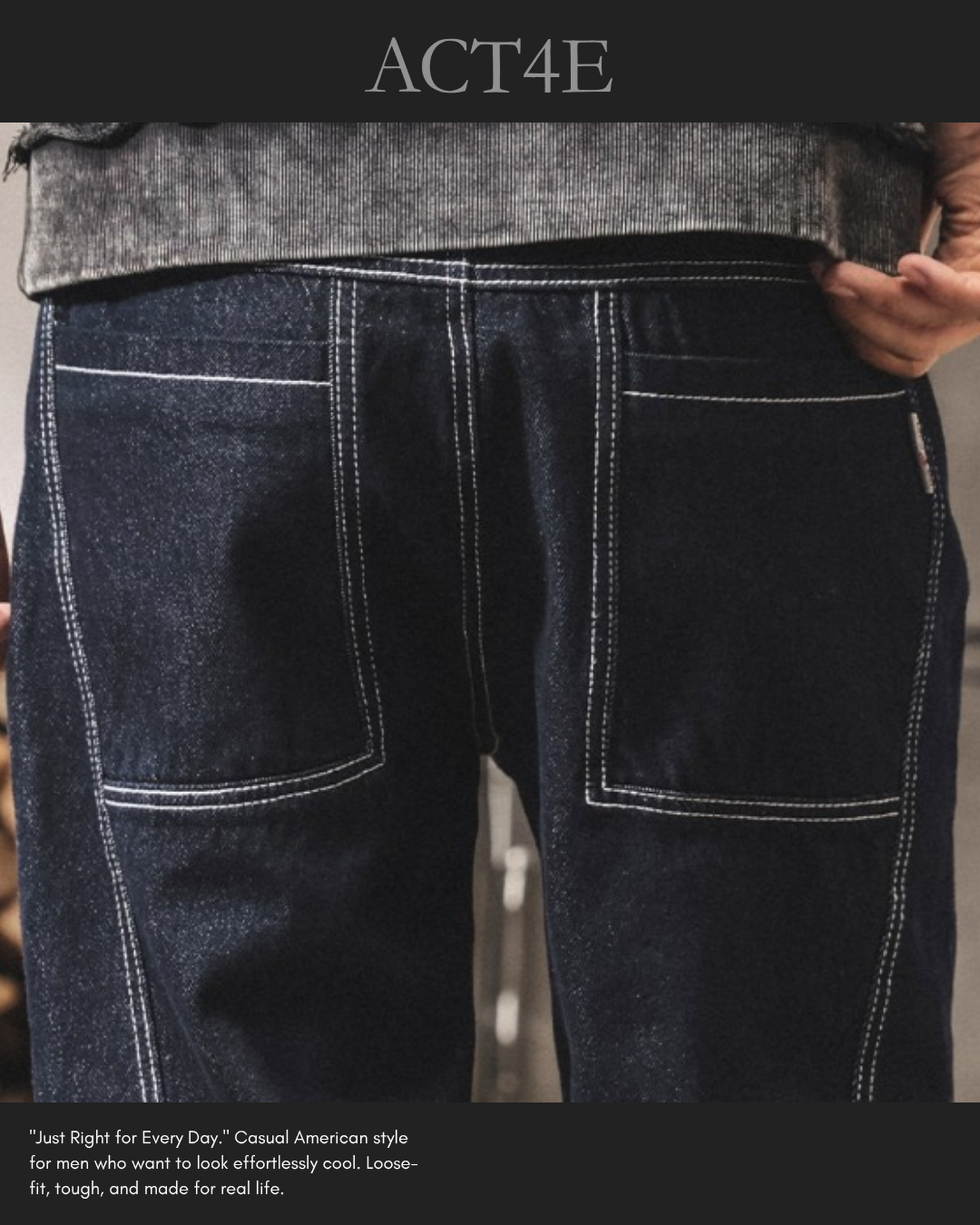 contrast stitch straight denim pants 【ACT0172】