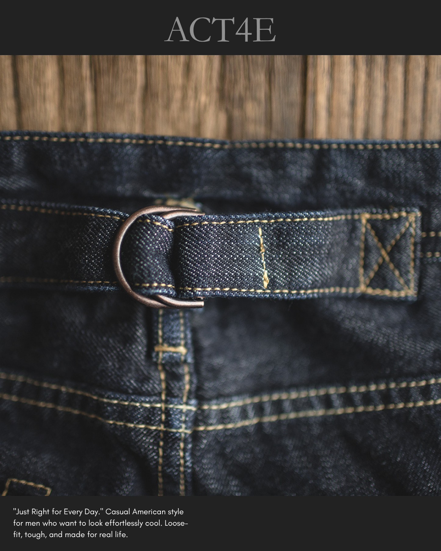 selvedge straight-leg denim pants 【ACT0142】