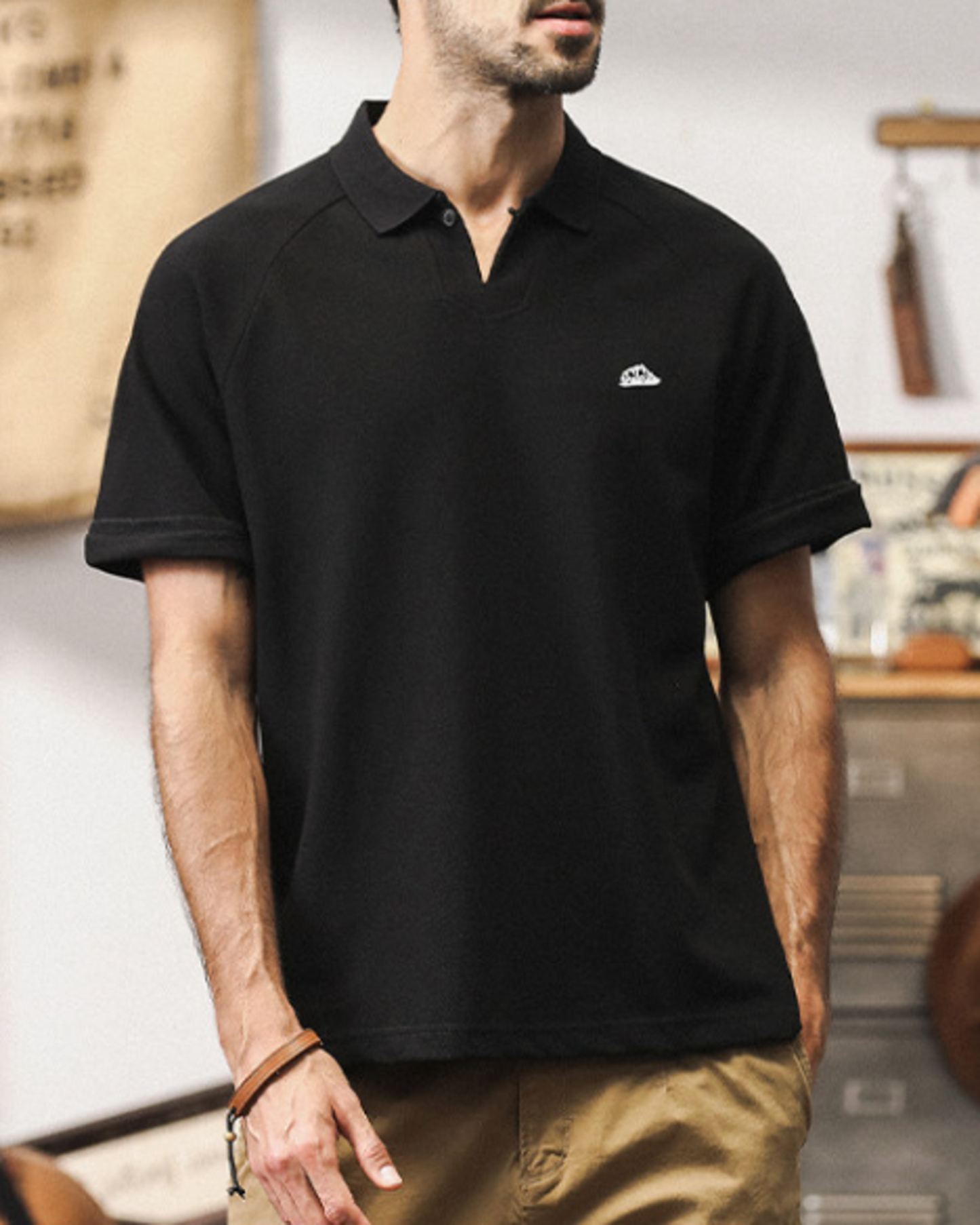 heavy chinese collar polo shirt 3color 【ACT0238】
