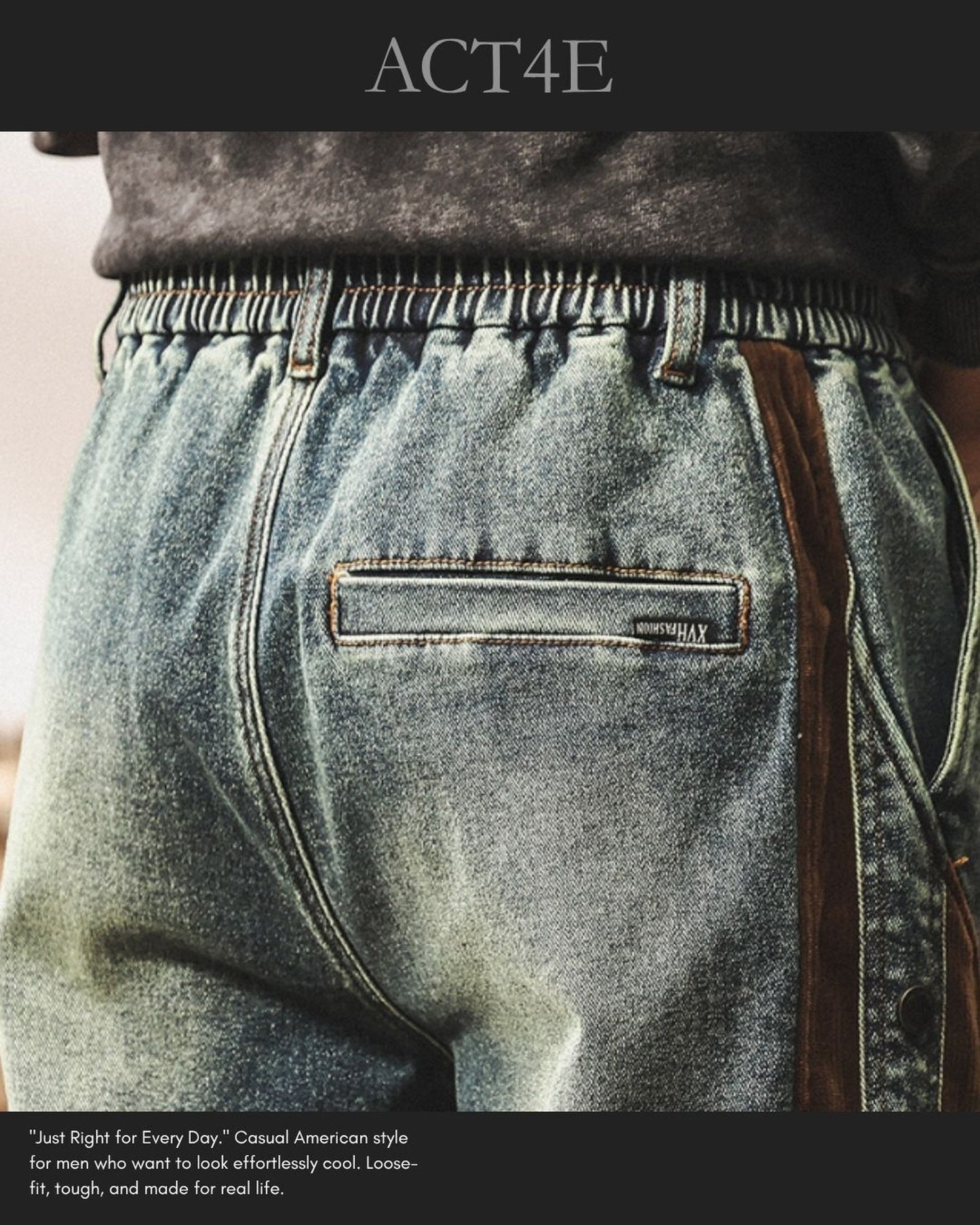 vintage stitched side corduroy jogger denim pants 2color 【ACT0207】