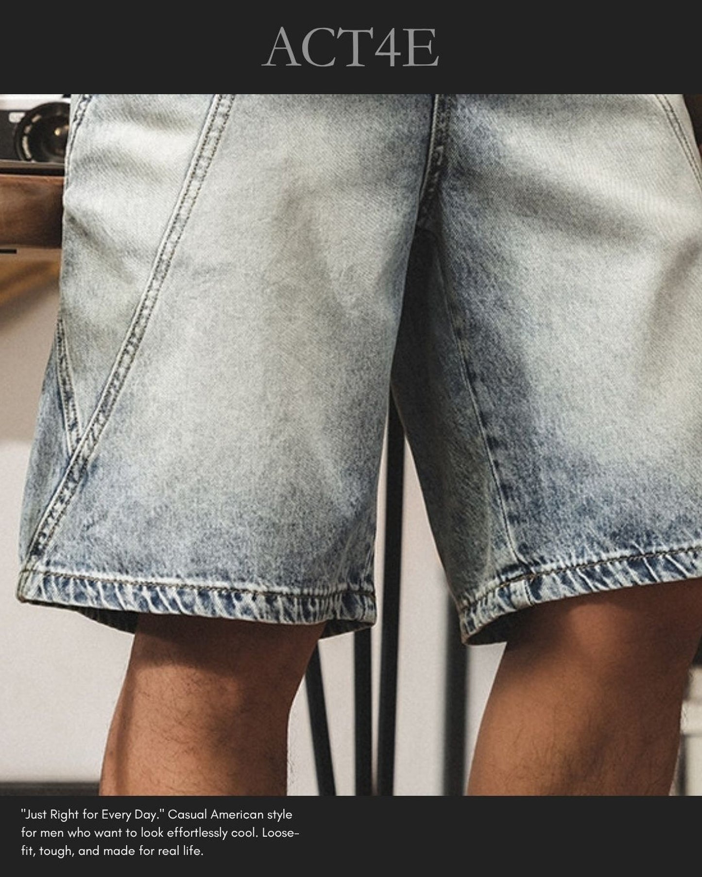 patchwork tencel denim shorts 【ACT0217】
