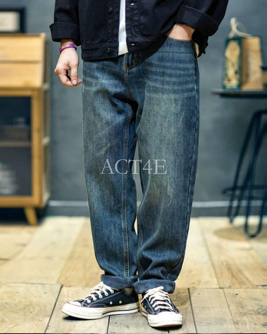 washed straight denim pants 【ACT0013】