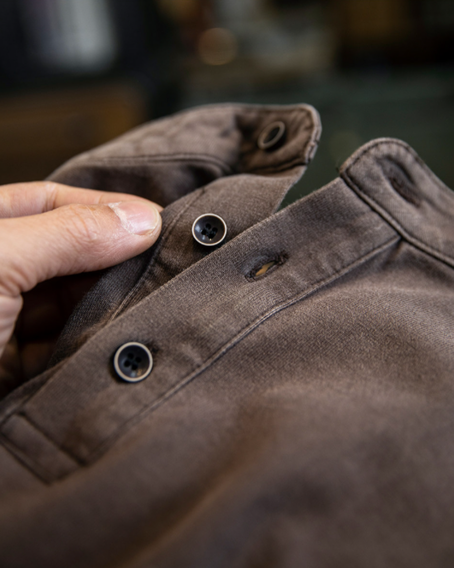 Henley-Neck Pocket-Detail Loose Casual Short-Sleeve T-Shirt 【ACT0128】