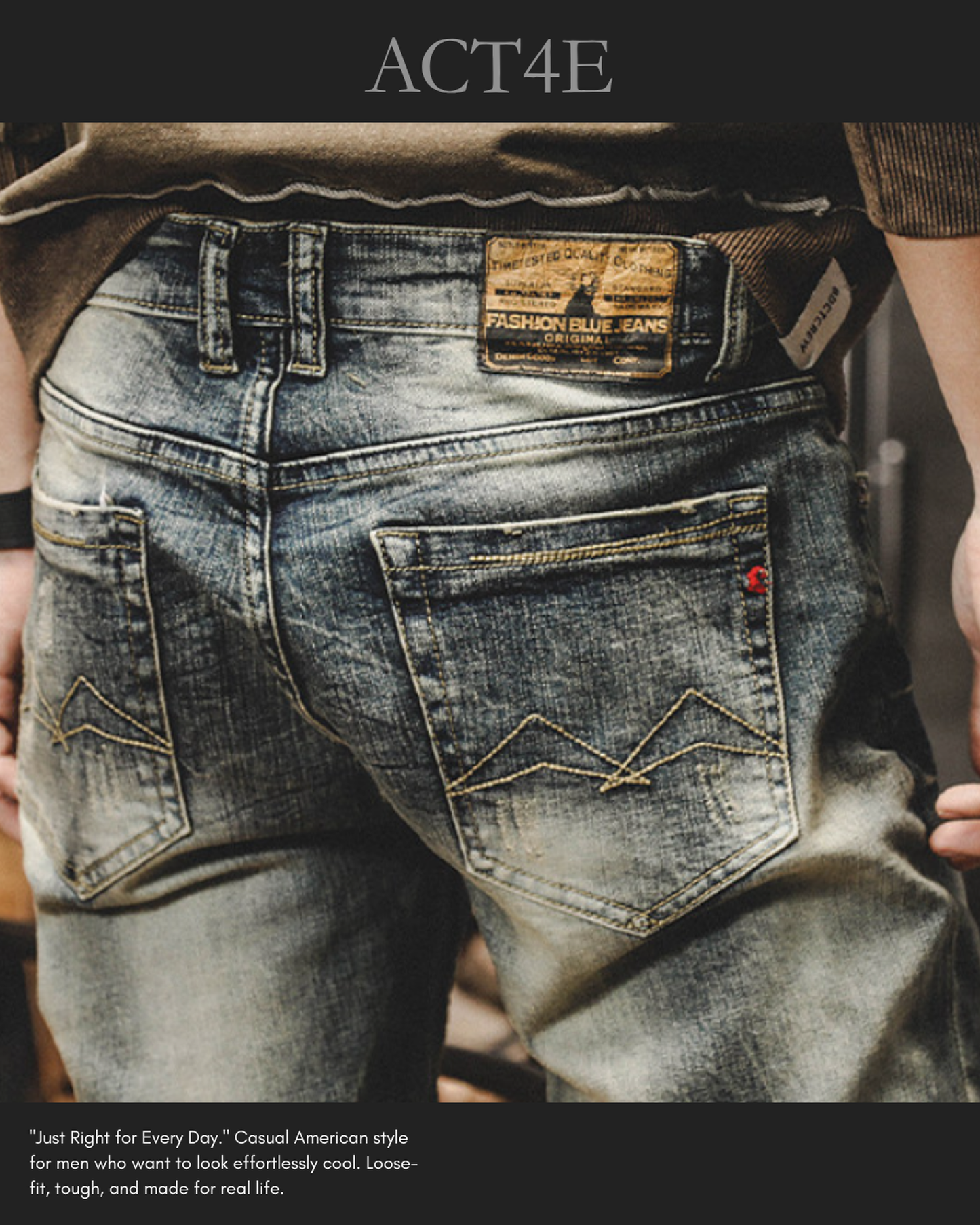 heavy slim straight distressed denim pants 【ACT0183】