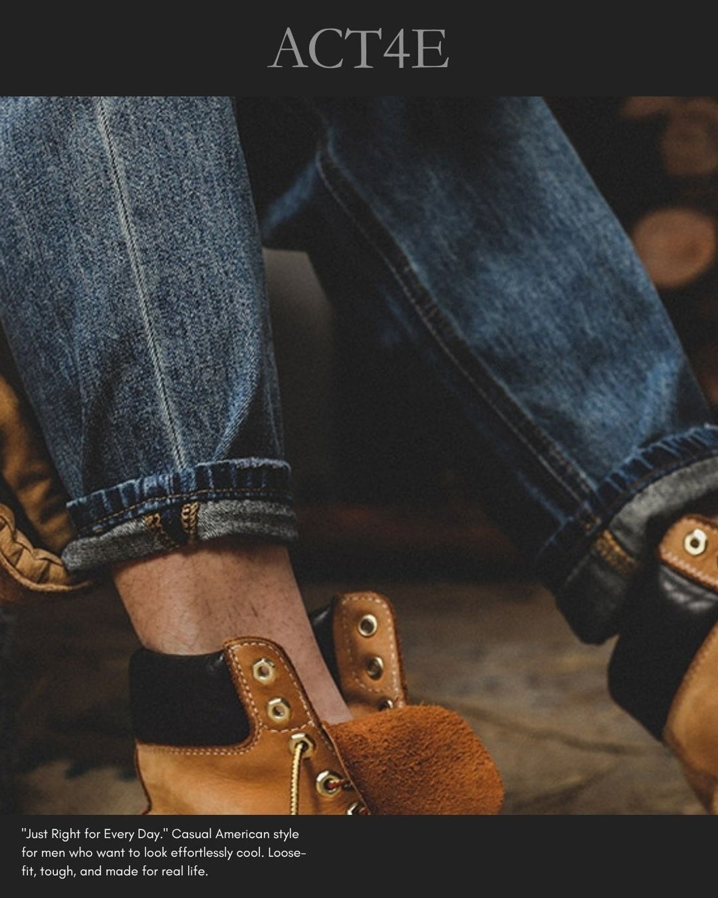 vintage relaxed tapered damage denim pants 2color 【ACT0199】
