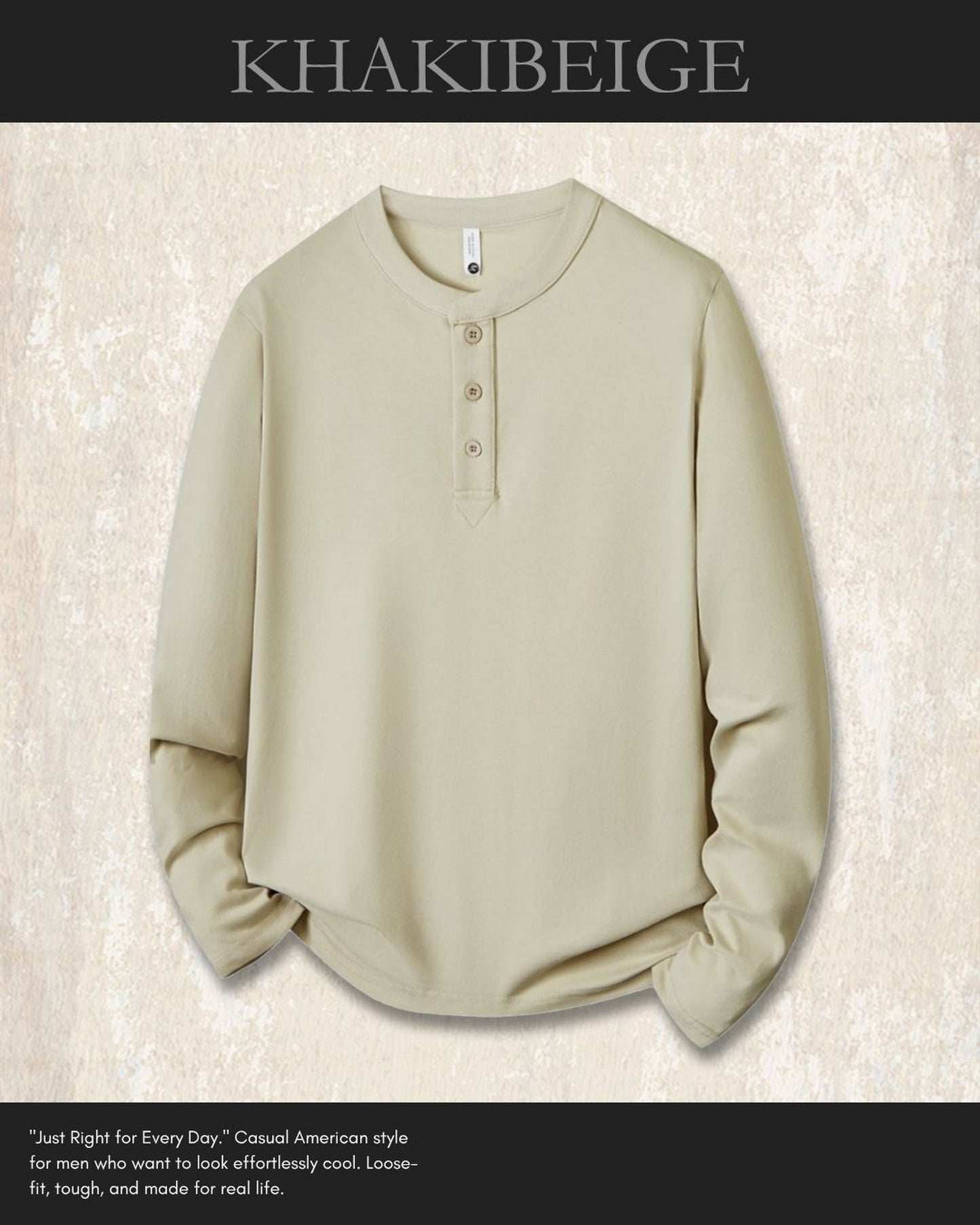 henley neck long sleeve t-shirt 5color 【ACT0244】