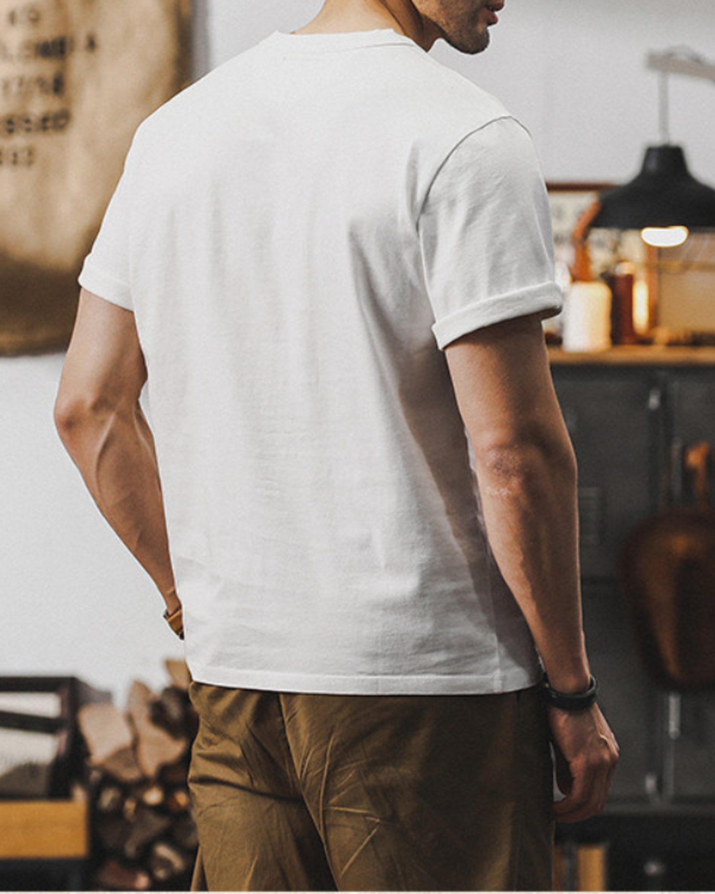 loose cotton henley neck t-shirt 5color 【ACT0164】