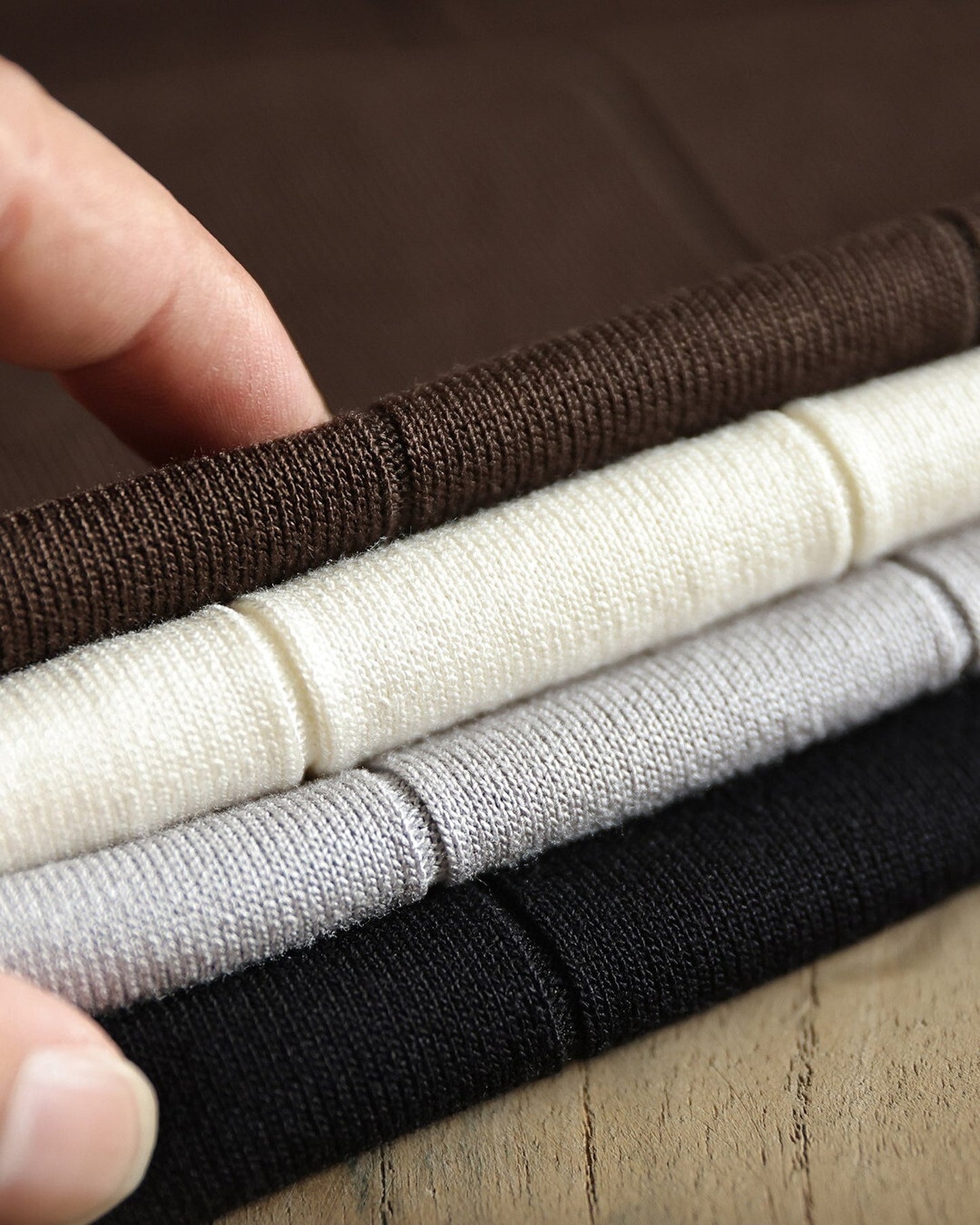 Smart-Casual Vertical-Stripe Knit Relaxed T-Shirt 4color 【ACT0101】