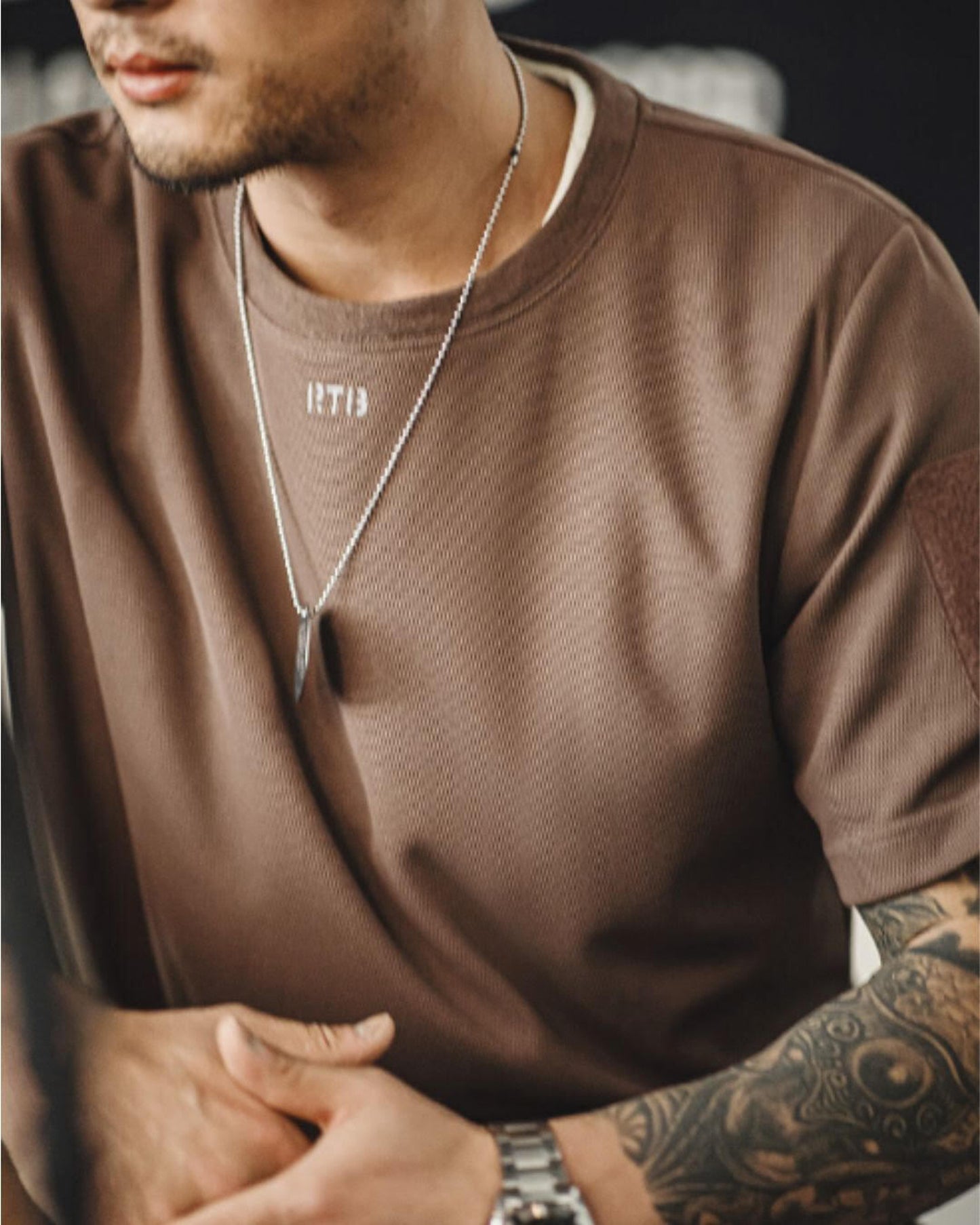 patch logo short sleeve t-shirt 3color 【ACT0047】