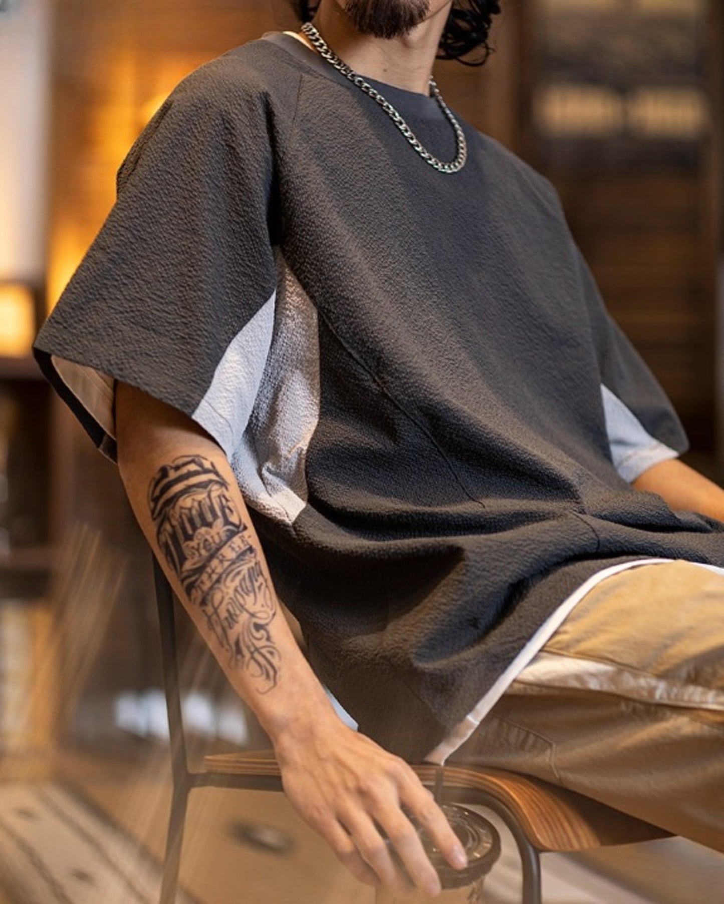 color block waffle short sleeve t-shirt 【ACT0157】