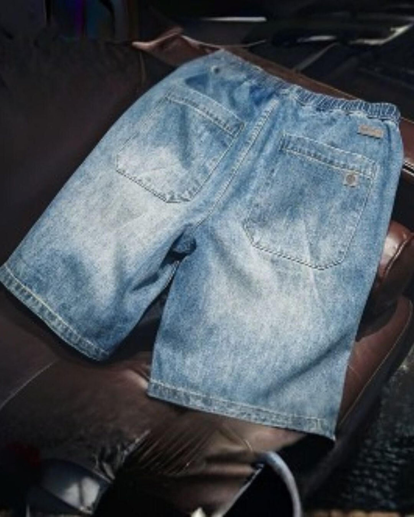 damage processed belted denim half pants 【ACT0005】