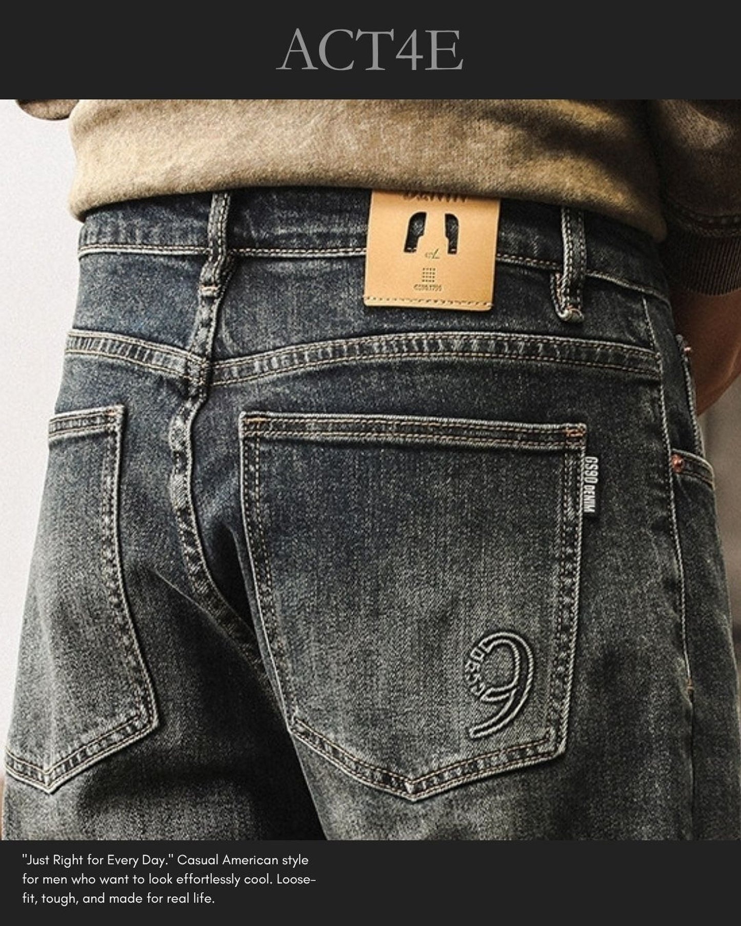vintage relaxed straight denim pants 【ACT0200】