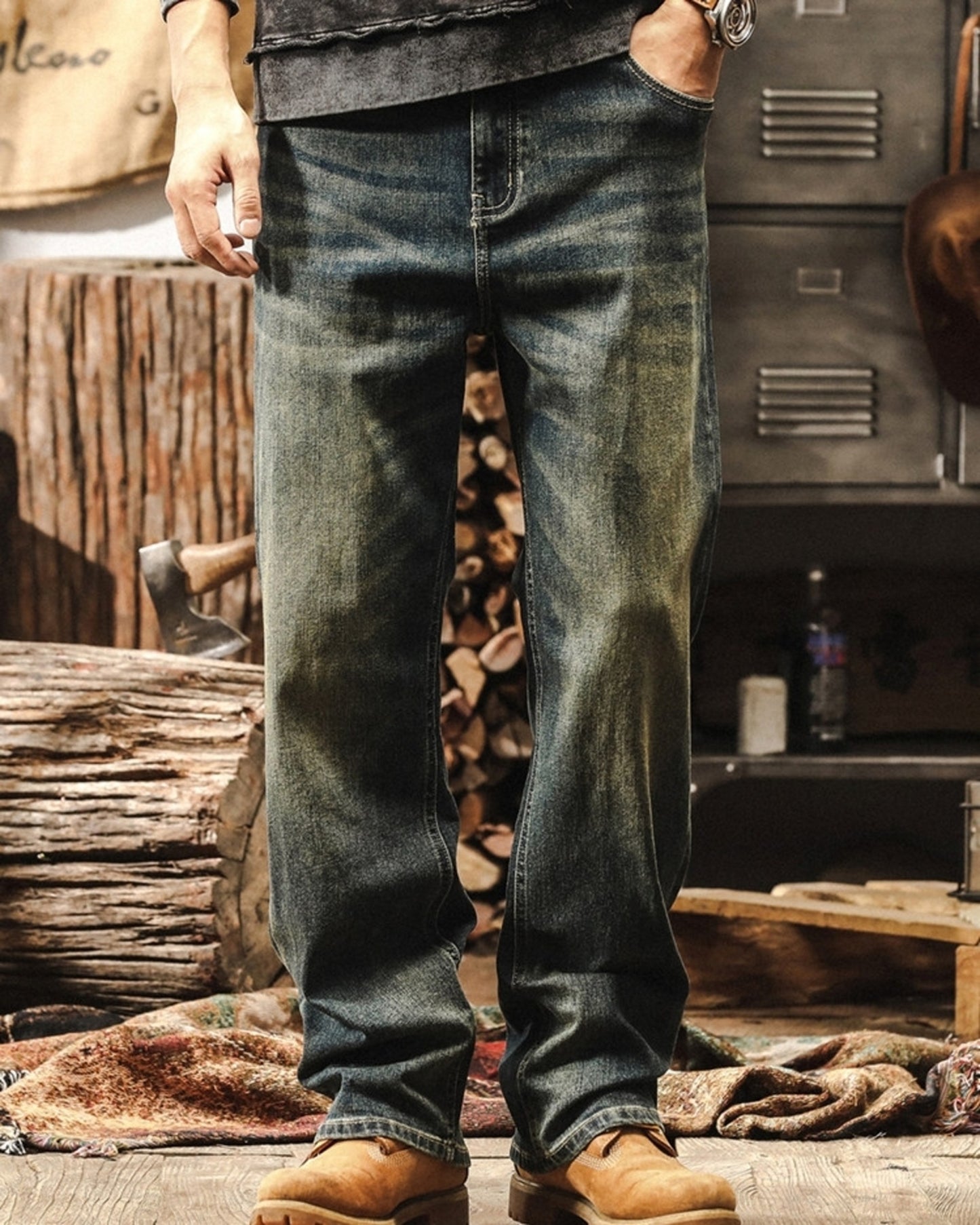 loose straight denim pants 3color 【ACT0182】