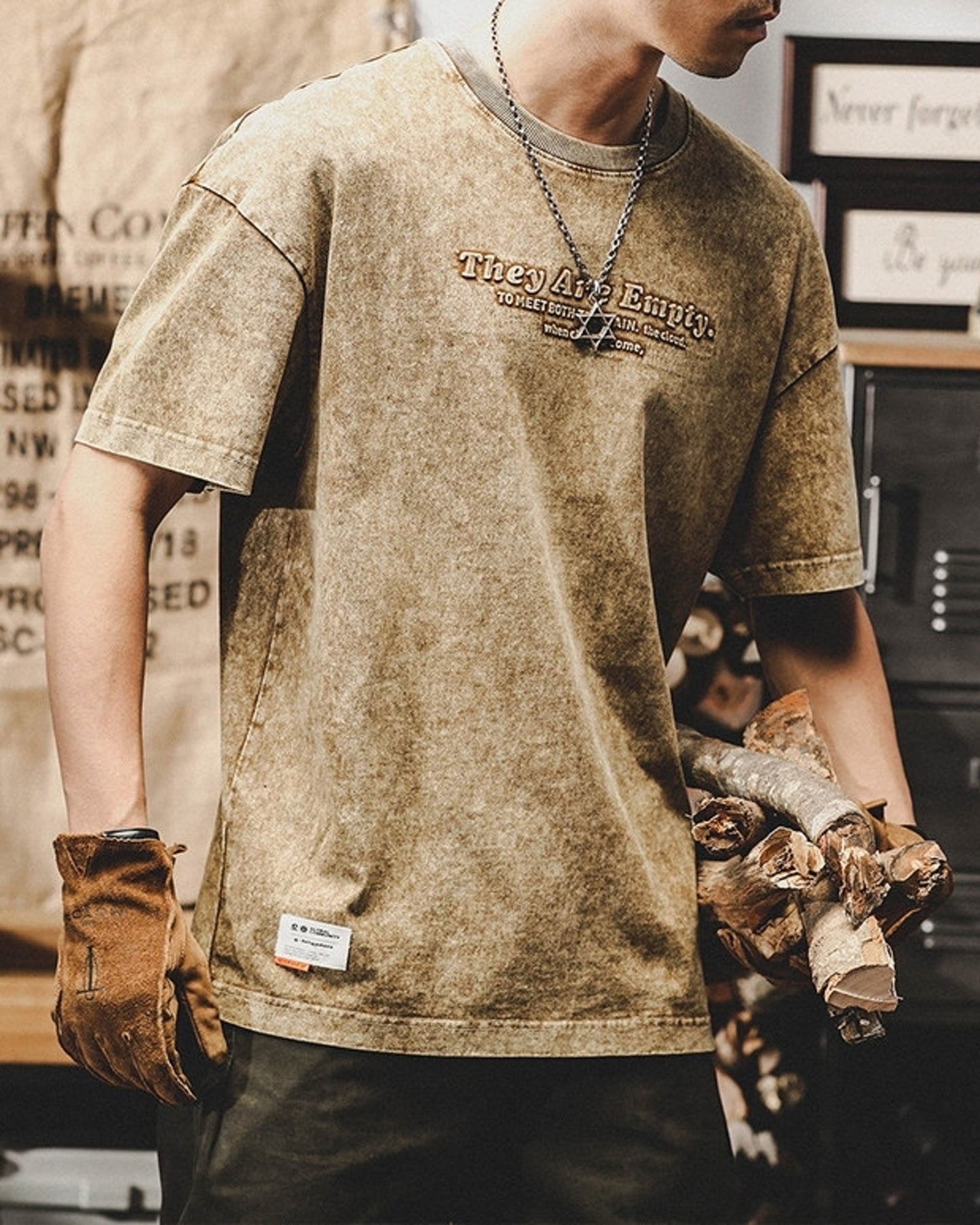 heavy weight embroidered logo short sleeve t-shirt 2color 【ACT0163】