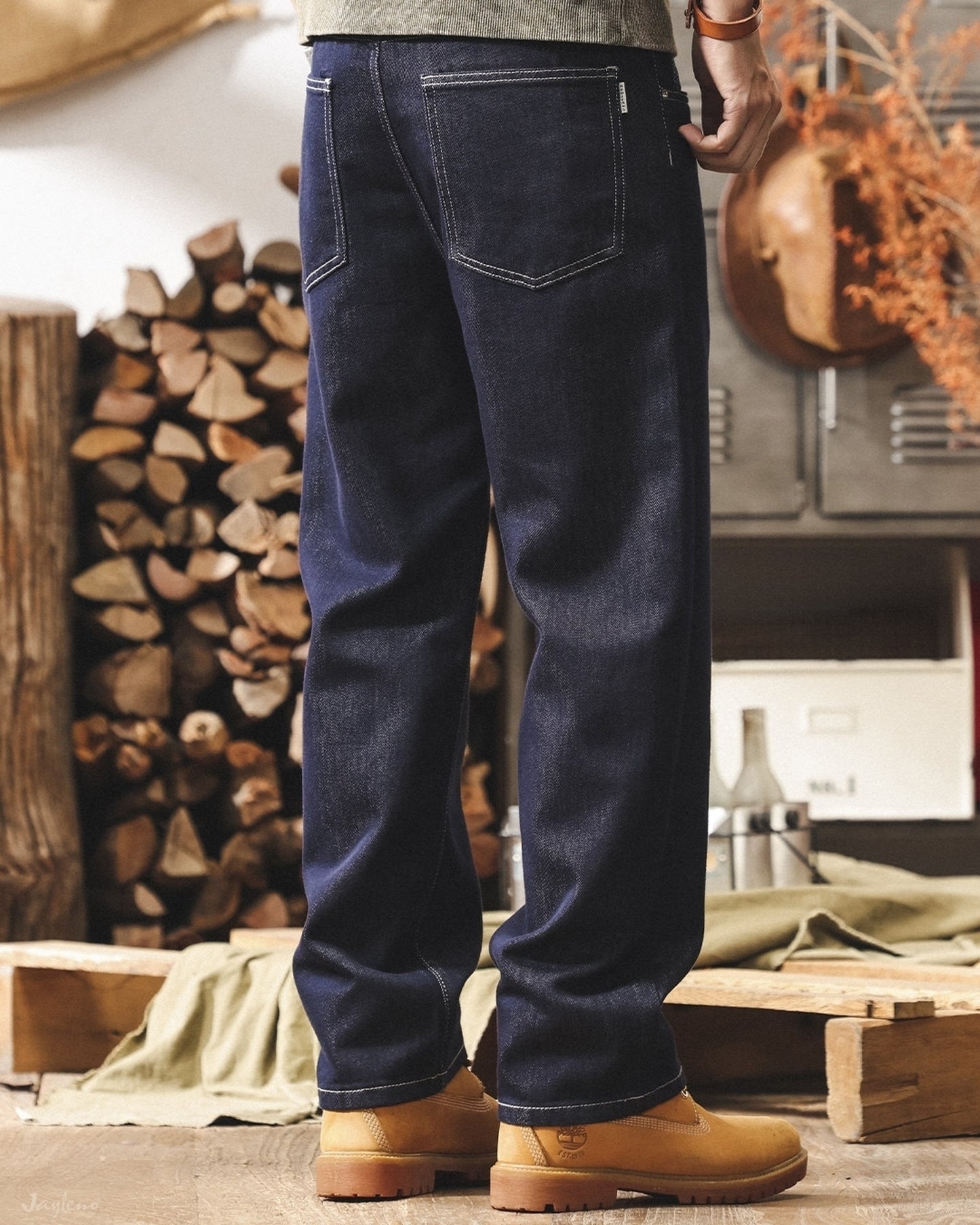 vintage raw wash straight denim pants 2color 【ACT0215】